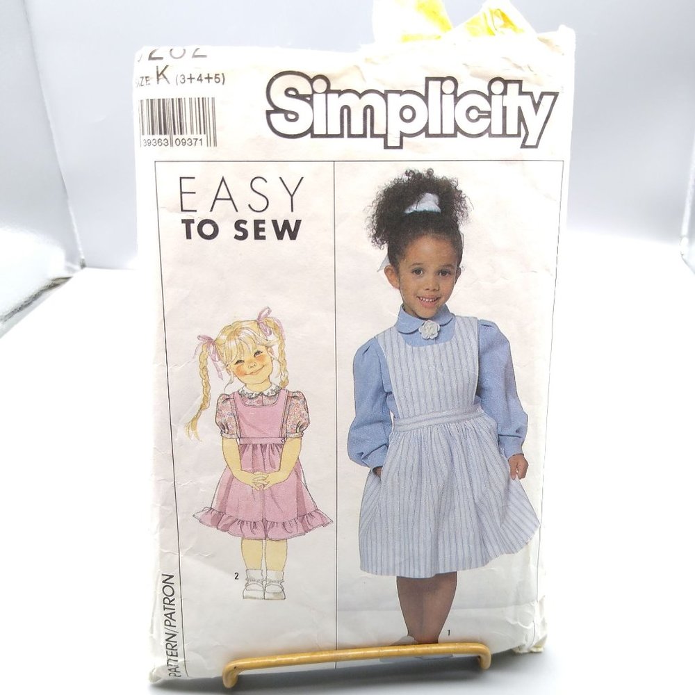 Vintage Sewing PATTERN Simplicity 9282, Girls Easy to Sew 1989 Jumper and Blouse